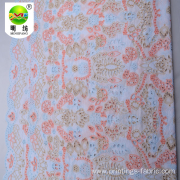 Wholesale 100% cotton eyelet embroidery lace fabric